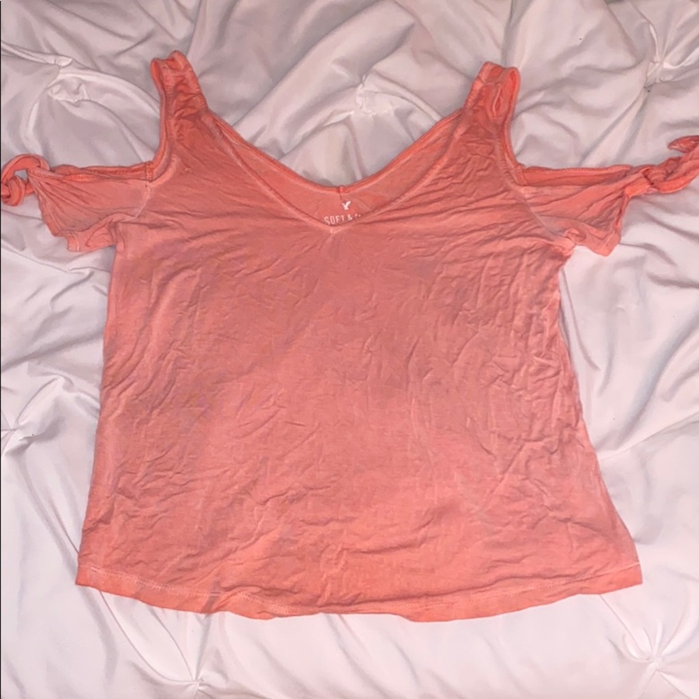 American Eagle Coral Off The Shoulder Top